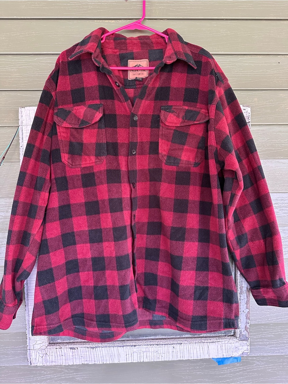 Pacific Trail Mens Buffalo Plaid Fleece Button Down Shirt Red Black XL